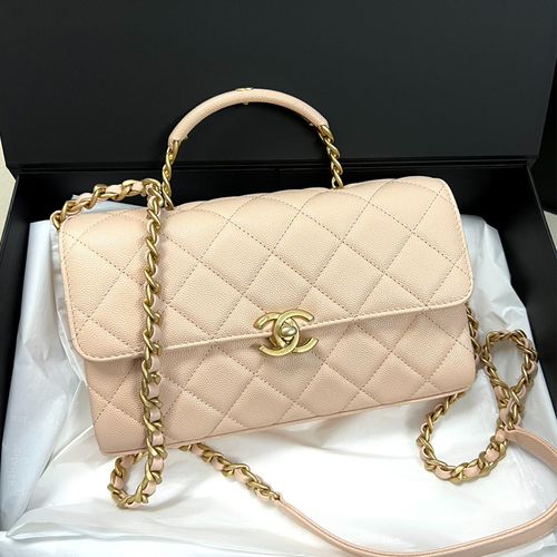 Túi Đeo Chéo Nữ Chanel Handle Bag Màu Hồng Nhạt-1
