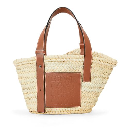 Túi Tote Loewe Small Basket Bag In Palm Leaf And Calfskin Màu Kem Nâu