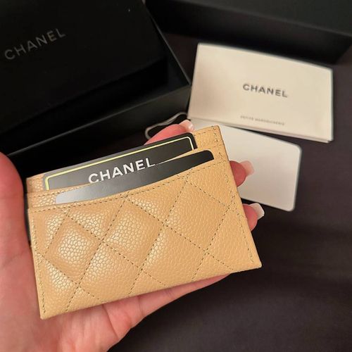 Ví Đựng Thẻ Nữ Chanel Card Holder Beige In Leather Màu Be Đậm-2