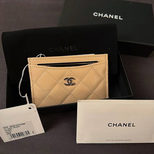 Ví Đựng Thẻ Nữ Chanel Card Holder Beige In Leather Màu Be Đậm-3