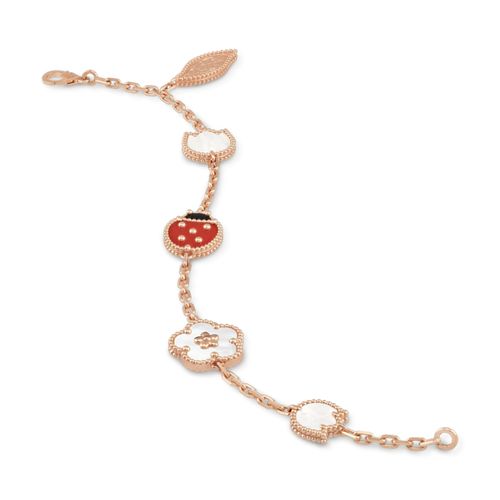Vòng Đeo Tay Nữ Van Cleef & Arpels Lucky Spring Bracelet, 5 Motifs Màu Vàng Hồng (Chế Tác)-3