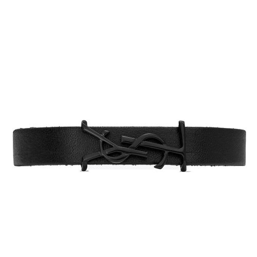 Vòng Đeo Tay Unisex Saint Laurent Opyum Leather Bracelet Màu Đen-1