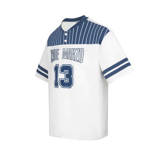 Áo Phông 13 De Marzo Bear Baseball Fan Tshirt Bright White Màu Xanh Trắng Size S-3