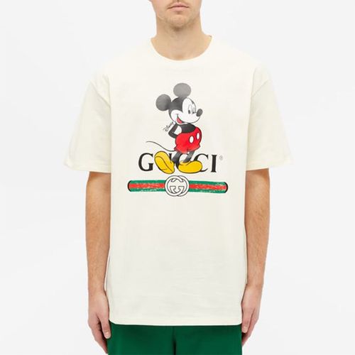 Áo Phông Gucci Mickey Mouse Tshirt Màu Kem-2