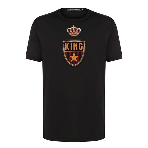 Áo Phông Nam Dolce & Gabbana D&G Logo Crown Embroidered Tshirt Màu Đen-1