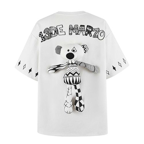 Áo Phông Nữ 13 De Marzo Bear Doodle T-shirt Bright White Màu Trắng Size S-3