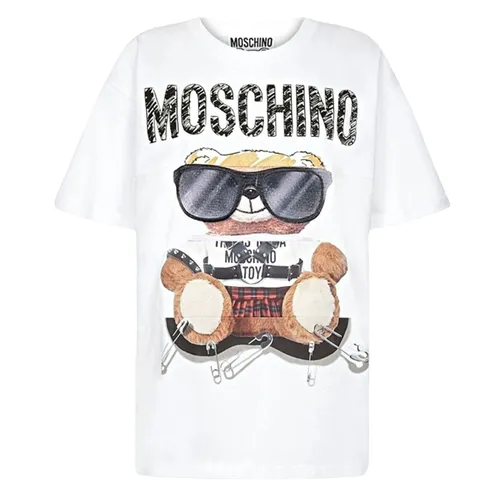 Áo Phông Nữ Moschino White Logo Teddy Bear Embroidered Tshirt 212E V070255403001 Màu Trắng