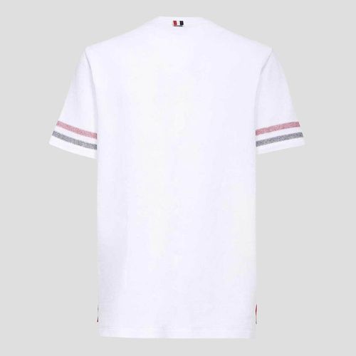 Áo Phông Nam Thom Browne White RWB Stripe Printed Tshirt MJS204A J0046 100 Màu Trắng-2