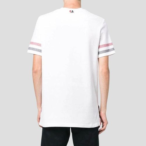 Áo Phông Nam Thom Browne White RWB Stripe Printed Tshirt MJS204A J0046 100 Màu Trắng-5