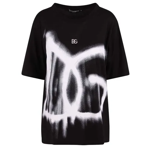 Áo Phông Unisex Dolce & Gabbana Spray Paint Logo T-Shirt In Black Màu Đen - Thời trang - Vua Hàng Hiệu