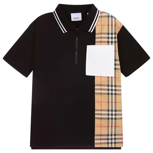 Áo Polo Nam Burberry Teen Black & Beige Shirt Màu Đen Be – Burberry