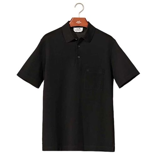 Áo Polo Nam Hermès H Embroidered Buttoned Shirt Màu Đen-1
