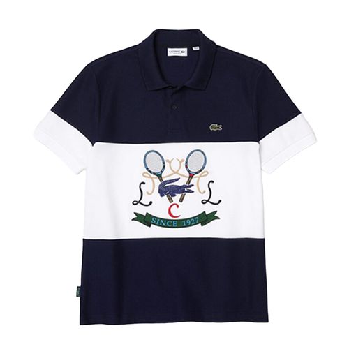 Áo Polo Nam Lacoste Regular Fit Tennis Embroidery Cotton Polo Shirt Màu Xanh Trắng-1