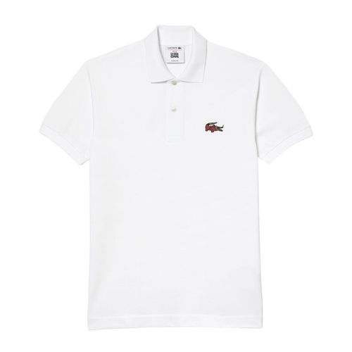 Áo Polo Nam Lacoste X Netflix Organic Cotton Polo Shirt Cá Sấu Đỏ PH7057-00 Màu Trắng-1