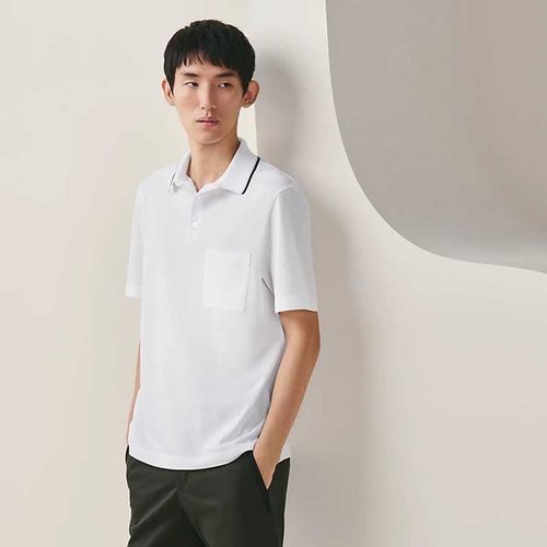 Áo Polo Nam Hermès Piqures Sellier Shirt Màu Trắng-2