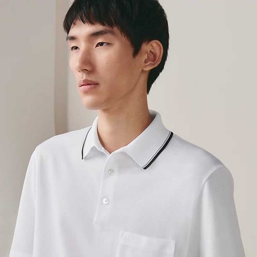 Áo Polo Nam Hermès Piqures Sellier Shirt Màu Trắng-3