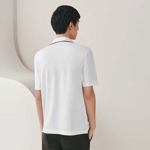 Áo Polo Nam Hermès Piqures Sellier Shirt Màu Trắng-4