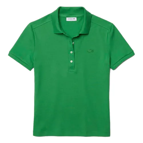 Áo Polo Nữ Lacoste Slim Fit Stretch Cotton Piqué Polo Shirt Màu Xanh Green Size 36