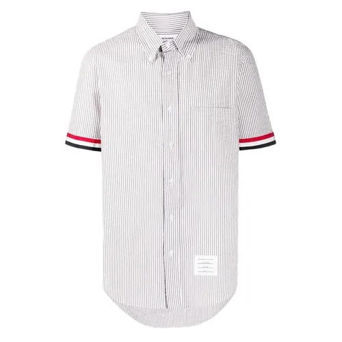 Áo Sơ Mi Cộc Tay Nam Thom Browne Grosgrain Cuff Button Down MWS252A-00572-035 Màu Xám