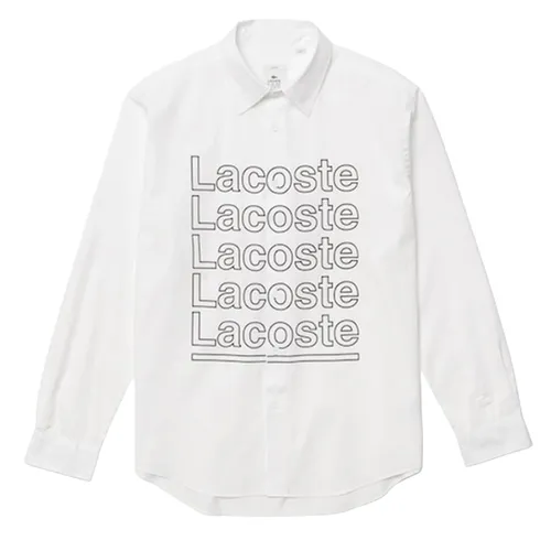Thời trang - Áo Sơ Mi Lacoste Live Relaxed Fit Print Poplin Shirt CH7300-51 Màu Trắng - Vua Hàng Hiệu