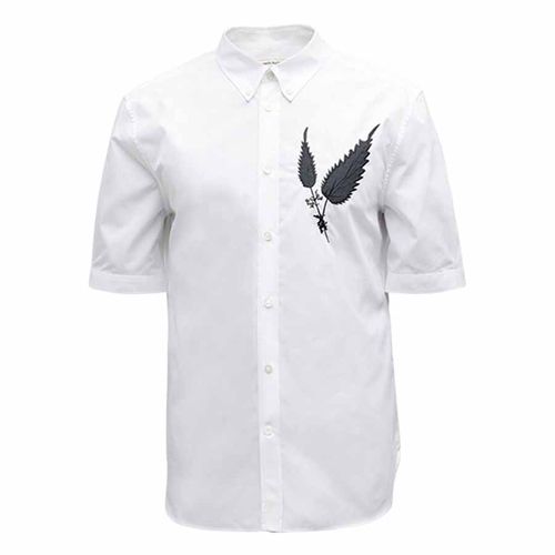Áo Sơ Mi Nam Alexander Mcqueen Embroidered Short Sleeve Shirt Màu Trắng Họa Tiết