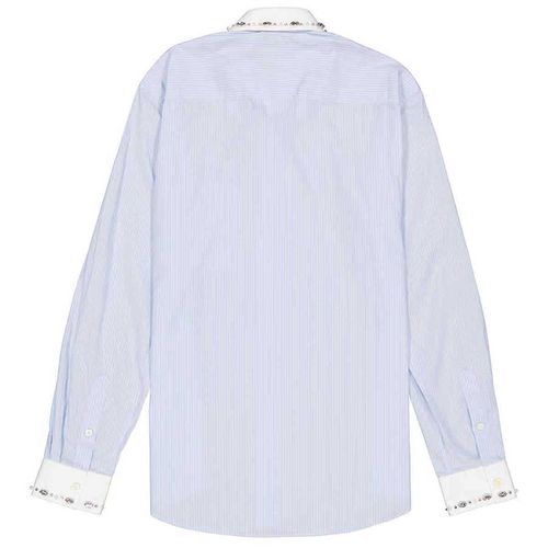 Áo Sơ Mi Nam Burberry Men's Pale Blue Camberwell Classic Fit Embellished Cotton Màu Xanh Kẻ-7