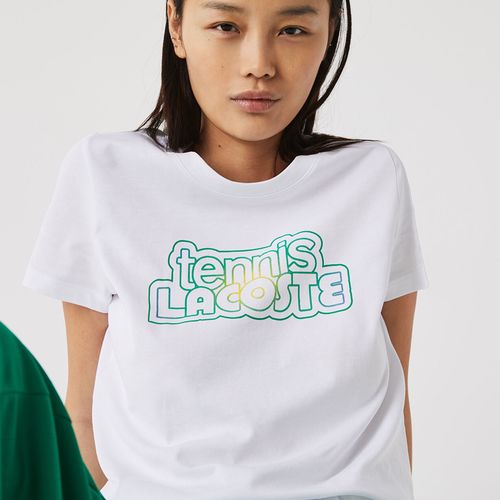 Áo Thun Nữ Lacoste Women’s Sport Graphic Print Tennis T-shirt TF9496-00 Màu Trắng-4