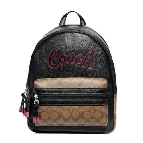 Túi xách Coach Balo - Balo Nữ Coach Vale With Signature Canvas Detail Backpack F76747 Màu Nâu Đen - Vua Hàng Hiệu