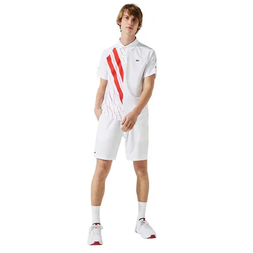 Bộ Thể Thao Nam Lacoste Sport Djokovic Stretch Ribbed Short Sleeve Màu Trắng Đỏ Size S