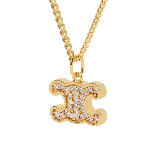 Trang sức - Dây Chuyền Nữ Celine Triomphe Rhinestone Necklace In Brass With Gold Finish And Crystals Màu Vàng - Vua Hàng Hiệu