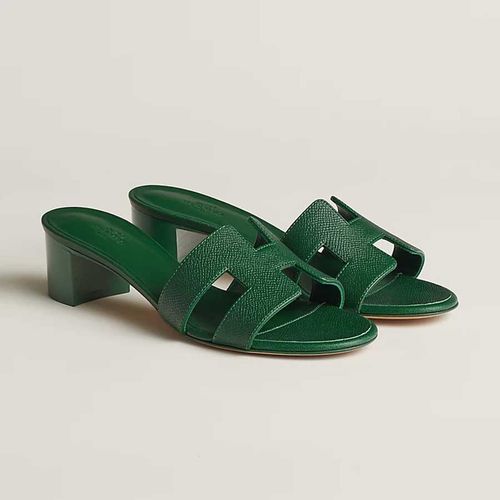 Dép Cao Gót Nữ Hermès Oasis Sandal Green Màu Xanh Lá Size 37.5-2