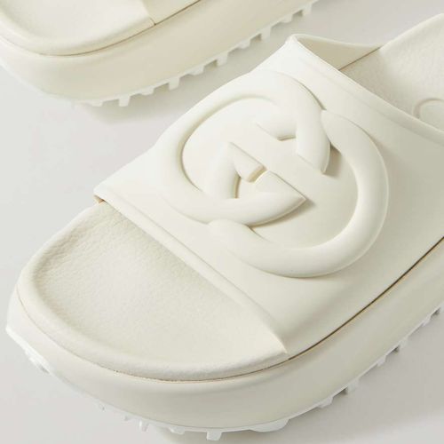 Dép Nữ Gucci Slide Sandal With Interlocking G Màu Trắng-4