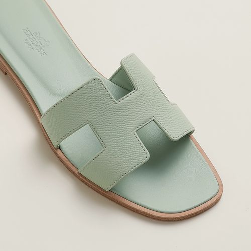 Dép Nữ Hermès Vert Jade Oran Sandal In Veau Epsom Màu Xanh Size 38-4