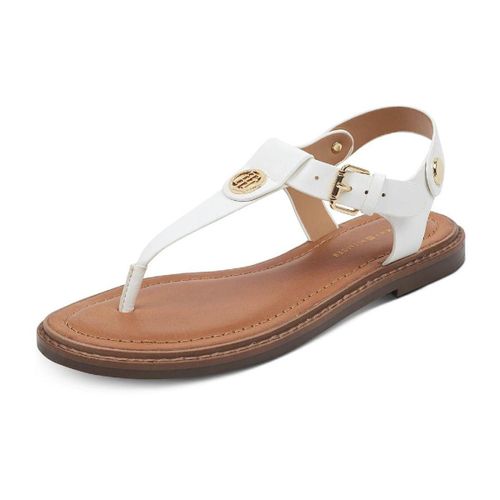 Dép Sandals Nữ Tommy Hilfiger Bennia Thong Sandal In White Màu Trắng Nâu Size 6
