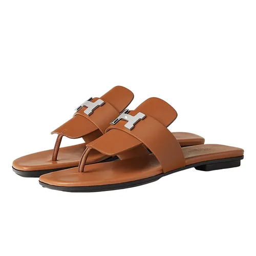 Dép Xỏ Ngón Nữ Hermès Galerie Sandal Naturel Màu Nâu Size 35.5 - Dép - Vua Hàng Hiệu