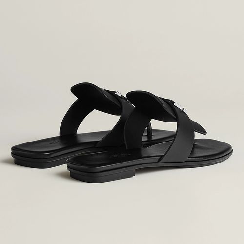 Dép Xỏ Ngón Nữ Hermès Galerie Sandal Noir Màu Đen Size 37.5-3