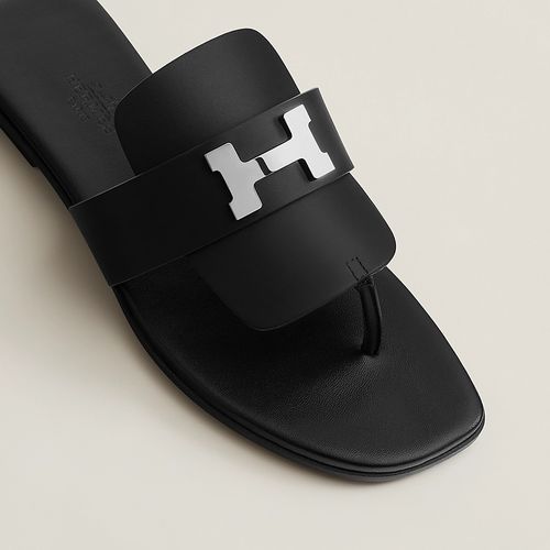 Dép Xỏ Ngón Nữ Hermès Galerie Sandal Noir Màu Đen Size 37.5-4