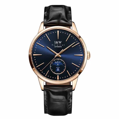 Đồng Hồ Nam I&W Carnival 541G2 Mạ Vàng 18K Màu Xanh Đen