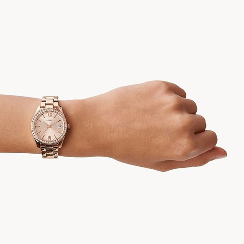 Đồng Hồ Nữ Fossil Scarlette Mini Three-Hand Date Rose Gold Tone Stainless Steel ES4318 Màu Vàng Hồng-3