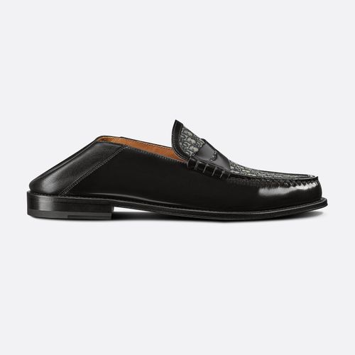Giày Lười Dior Loafer Black Smooth Calfskin And Beige and Black Dior Oblique Jacquard 3LO115ZKF_H961 Màu Đen-2