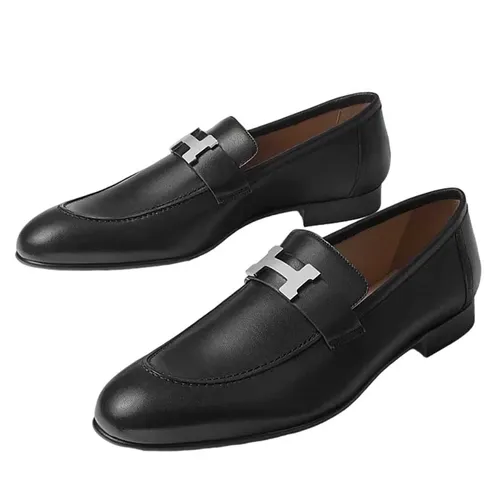 Hermès - Giày Lười Nam Hermès Loafer Paris Chevre Black Màu Đen Size 43 - Vua Hàng Hiệu