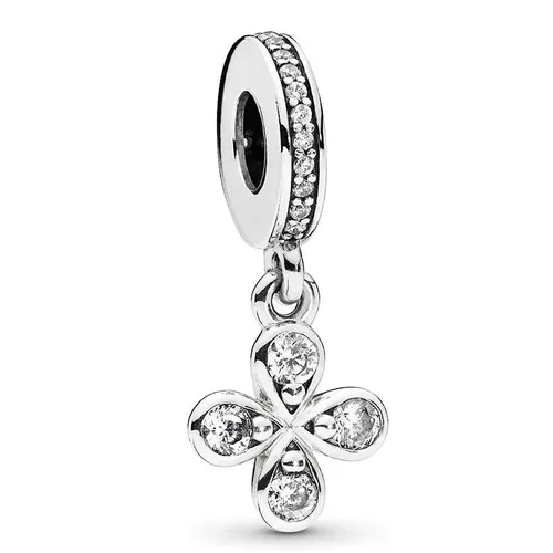 Hạt Vòng Charm Pandora Four Petal Flower Dangle 797969CZ Màu Bạc