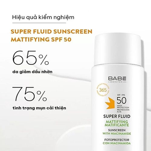 Kem Chống Nắng Kiểm Soát Dầu Babe Laboratorios Super Fluid Mattifying Suncreen SPF 50 50ml-2