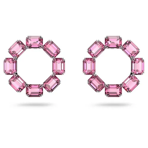 Khuyên Tai Nữ Swarovski Millenia Hoop Earrings Octagon Cut, Pink, Rhodium Plated 5614296 Màu Hồng - Trang sức - Vua Hàng Hiệu