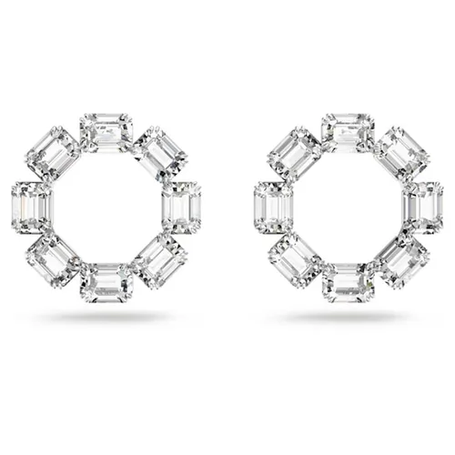 Trang sức Swarovski Trắng - Khuyên Tai Nữ Swarovski Millenia Hoop Earringsoctagon Cut, White, Rhodium Plated 5618629 Màu Trắng - Vua Hàng Hiệu