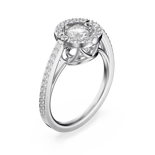 Nhẫn Nữ Swarovski Sparkling Dance Ring Round Cut White Rhodium Plated 5465280 Màu Bạc Size 55-2