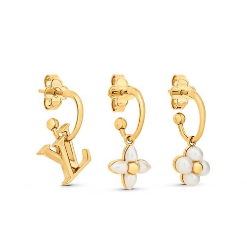 Set 3 Khuyên Tai Nữ Louis Vuitton M01025 LV Floragram Earrings Màu Vàng