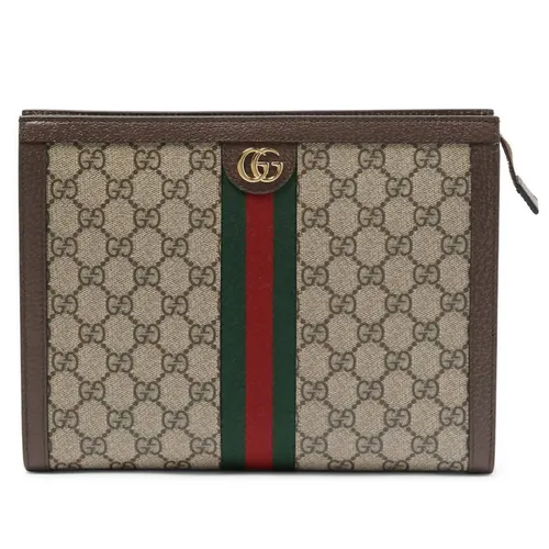 Túi Cầm Tay Gucci GG Supreme Canvas Pouch Màu Nâu