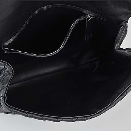 Túi Cầm Tay Nam Bottega Veneta Black Intrecciato Weave Flap Clutch Màu Đen-3