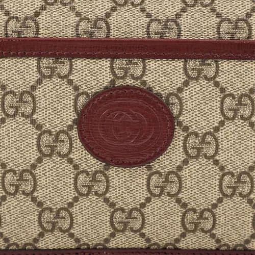 Túi Cầm Tay Nam Gucci GG Leather And Canvas Travel Pouch W/ Interlocking G In Red/Beige Màu Beige Viền Da Đỏ Mận-6